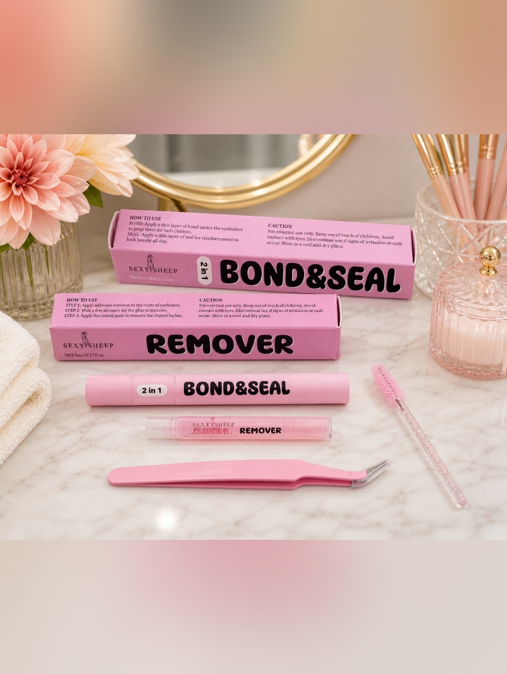 SexySheep Lash Cluster Bond & Seal + Remover Kit Double-Ended Glue Adhesive Set